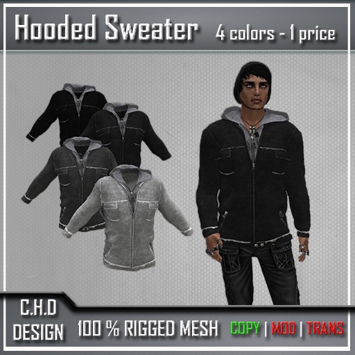 [C.H.D] Mesh Hooded Sweater 4 colors 