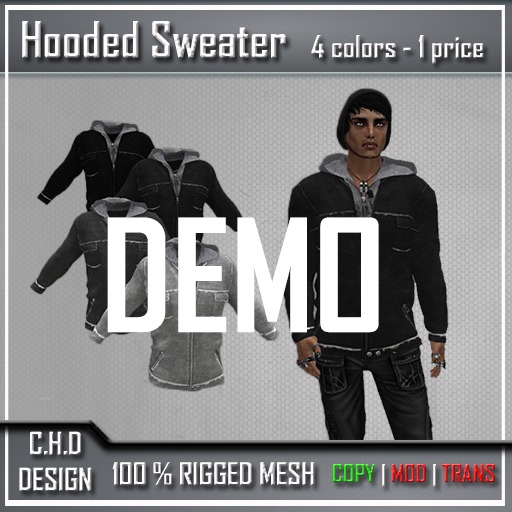 DEMO- [C.H.D] Mesh Hooded Sweater Dark Grey