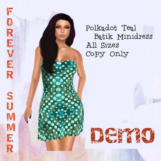 DEMO Polkadot Teal Batik minidress(all sizes)