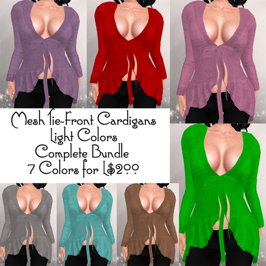 Mesh Tie-Front Cardigan Lights Bundle 
