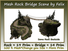 Mesh Rock Bridge Scene Rock 19 Prim+Bridge 14 Prim copy-mody