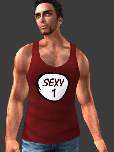 Novelty Mesh Red Tank Top "Sexy 1"