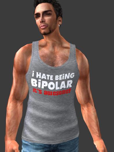 Novelty Mesh Tank Top-Gray-Bipolar-Graphic