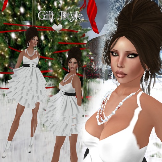 GIFT  DRESS WHITE+SKIN+SHAPE+JEWELRY+BOOTS