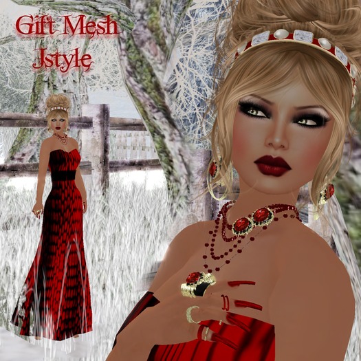 GIFT RED NOEL DRESS MESH+SKIN+SHAPE+JEWELRY
