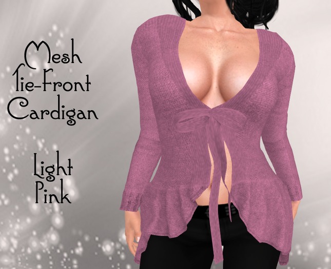 Mesh Tie-Front Cardigan Light Pink