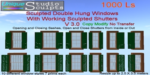 Sculpted Double Hung Windows with Working Shutters