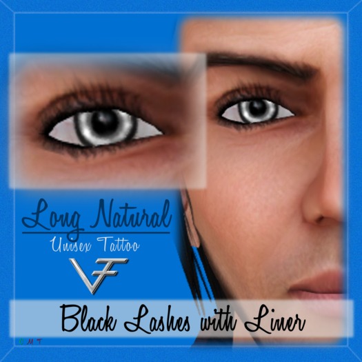 BLACK Unisex Long Natural Eyelashes With Eyeliner - Tattoo Layer