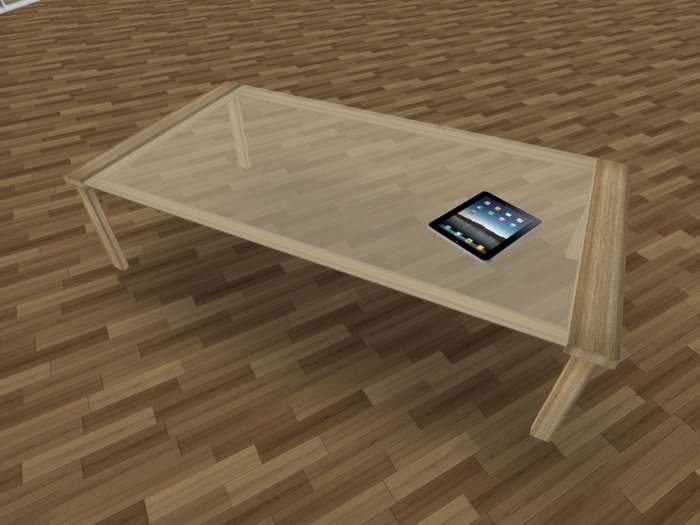 Glass Table with wooden frame