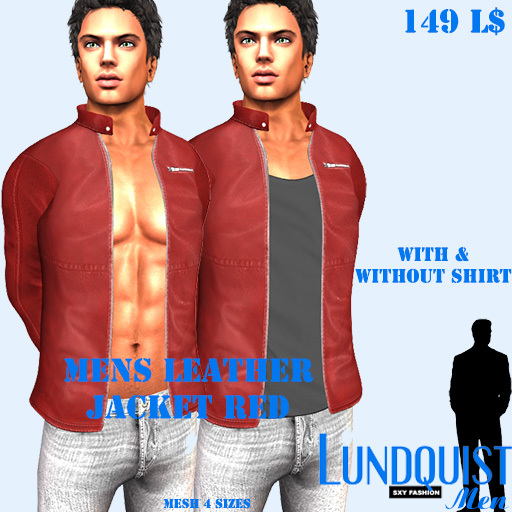 Lundquist - Mens Leather Jacket Red