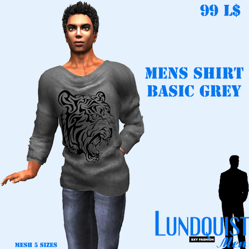 Lundquist - Mens Shirt Basic Grey
