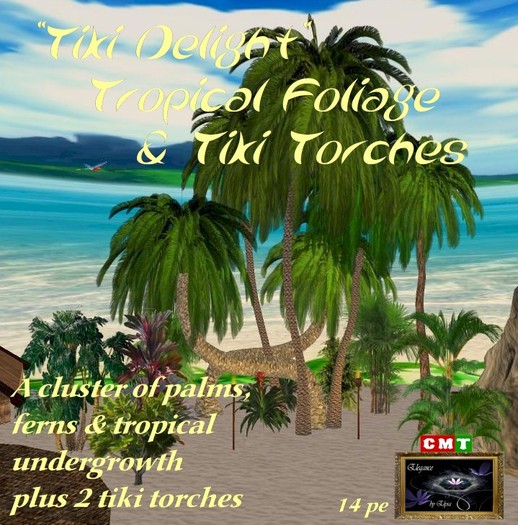 Tiki Delight Tropical Foliage w/Tiki Torches (boxed)