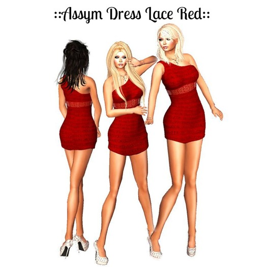 Assym Dress Lace Red
