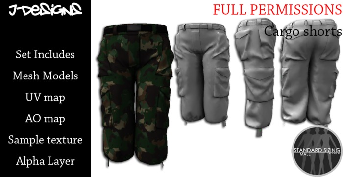 J-Designs Full Perm Mesh Cargo Shorts