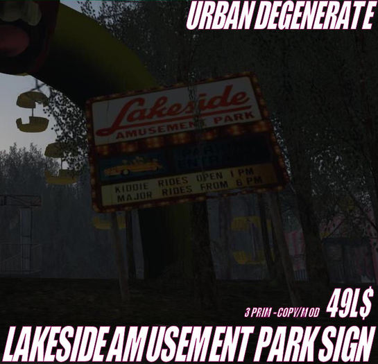 SH LAKESIDE AMUSEMENT PARK SIGN 