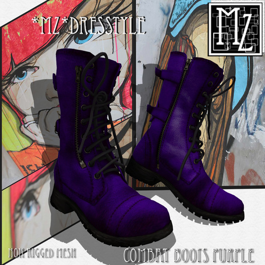 *MZ* Combat boots  purple Mesh NON Rig