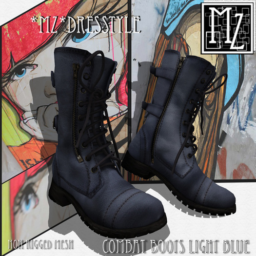 *MZ* Combat boots light blue Mesh NON Rig