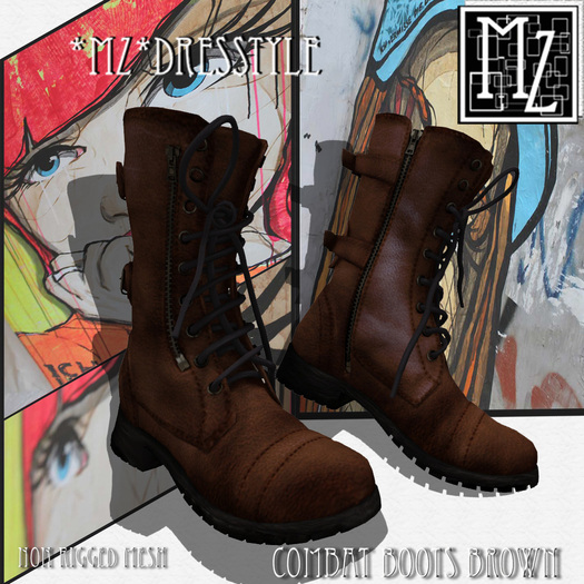 *MZ* Combat boots brown Mesh NON Rig