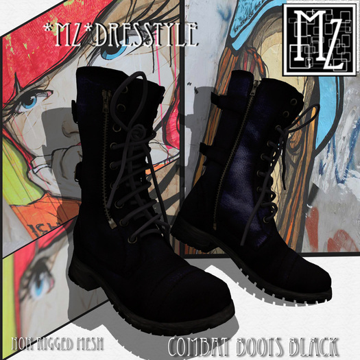*MZ* Combat boots black Mesh NON Rig