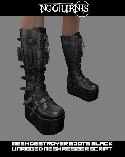 Nocturnis Mesh Destroyer Boots Black (Resizer Script)