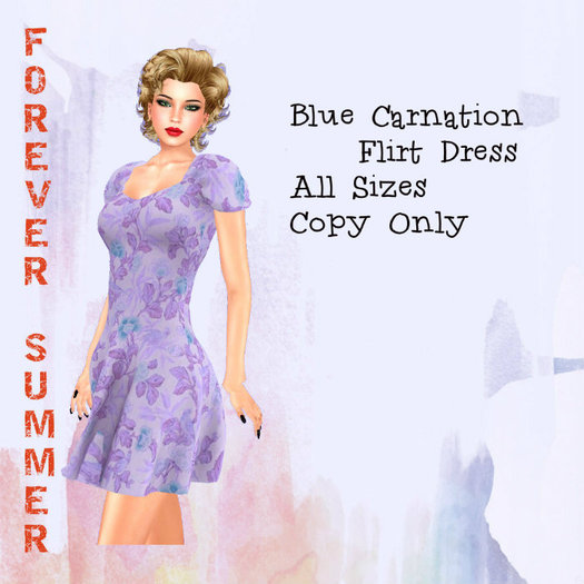 Second Life Marketplace FOREVER SUMMER Blue Carnation Flirt Dress(all