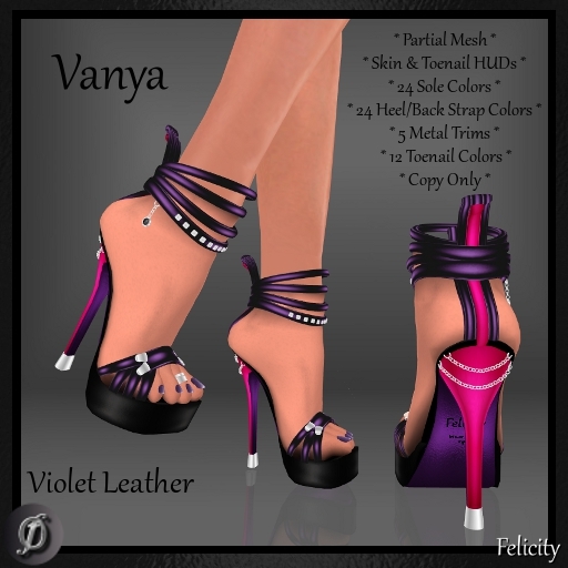Shoes - *Felicity* Vanya Stilettos - Violet Leather High Heels (24 Shoe Sole Colors, 24 Heel Colors, 5 Metals) Part Mesh