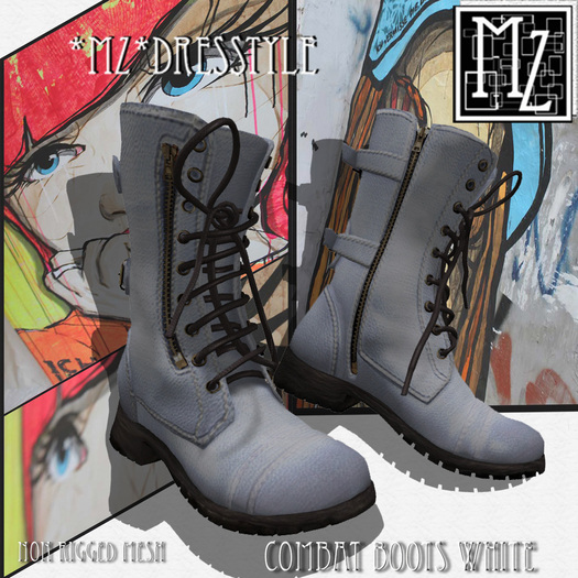 *MZ* Combat boots  white Mesh NON Rig