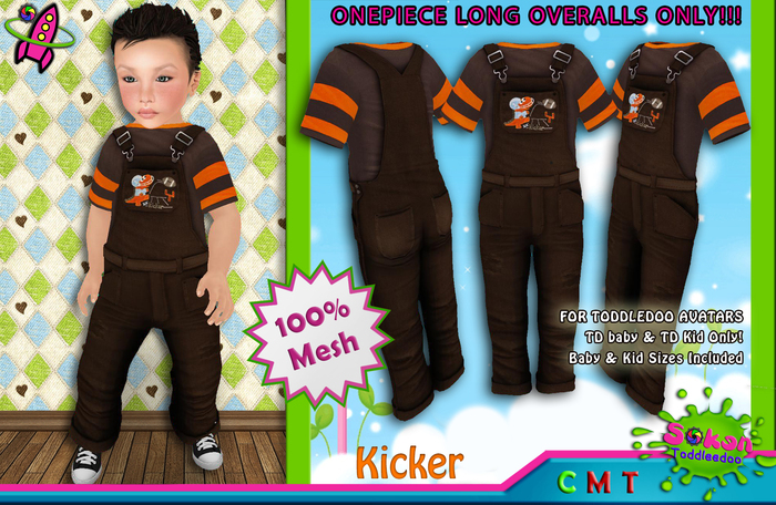 [SKTD] Toddleedoo Kicker Full Mesh Overalls LONG