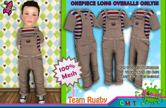 [SKTD] Toddleedoo Team Rugby Full Mesh Overalls LONG
