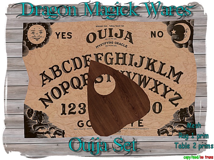 Dragon Magick Wares Ouija Set Mesh Rug Planchette Table