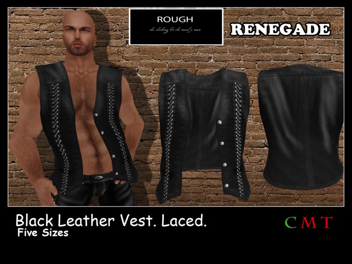 *ROUGH* Renegade Black Leather Vest (boxed)