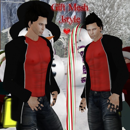 GIFT MAN JSCKET MESH BLACK+SHOOES+SKIN+SHAPE+JEANS
