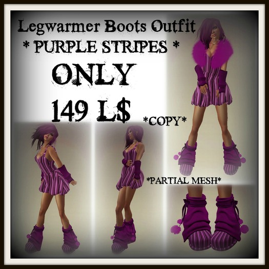 LEGWARMER BOOTS OUTFIT *PURPLE STRIPES* (BOXED)