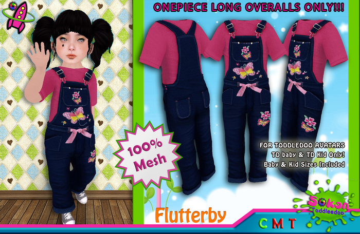 [SKTD] Toddleedoo Flutterby Full Mesh Overalls LONG