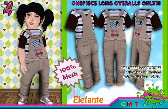 [SKTD] Toddleedoo Elefante Full Mesh Overalls LONG