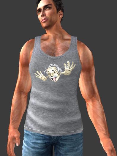 Novelty Mesh Tank Top "Genius"- Gray
