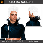 A&A Glitter Rock Hair White (Color 11). Classic rockstar unisex hair