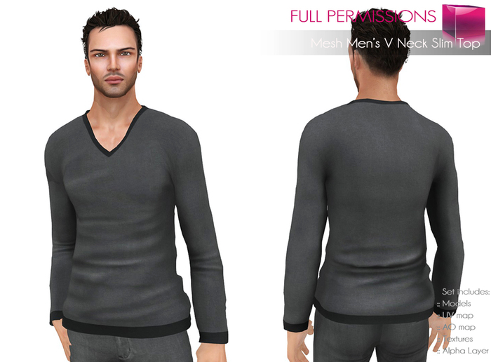 Full Perm Rigged Men's V Neck Sweater Top