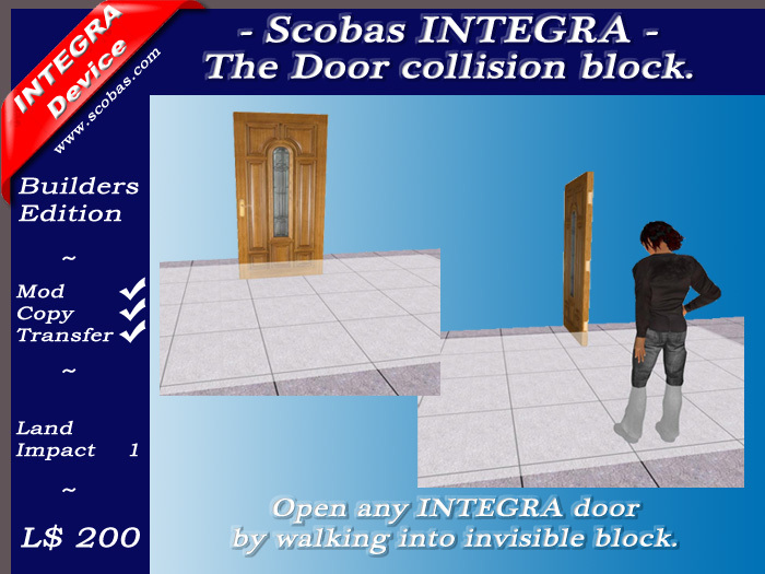 INTEGRA Builders System - Door Collision block