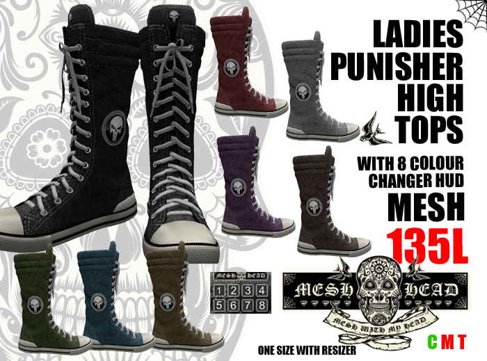 Mesh Head - High Top Skull Sneakers With Resizer & Hud