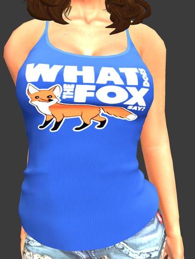 Ladies Mesh Cami "What does the fox say?"  - Blue