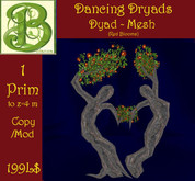 Dancing Dryad Dyad  w Red Blooms 1 Prim Mesh