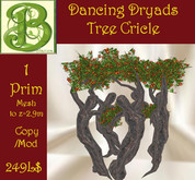 Dancing Dryad Circle 6 Trees  w Red Blooms 1 Prim Mesh