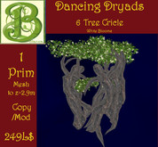 Dancing Dryad Circle 6 Trees  w White  Blooms 1 Prim Mesh