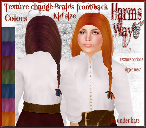 Harm's Way Braids for kids front/back reds