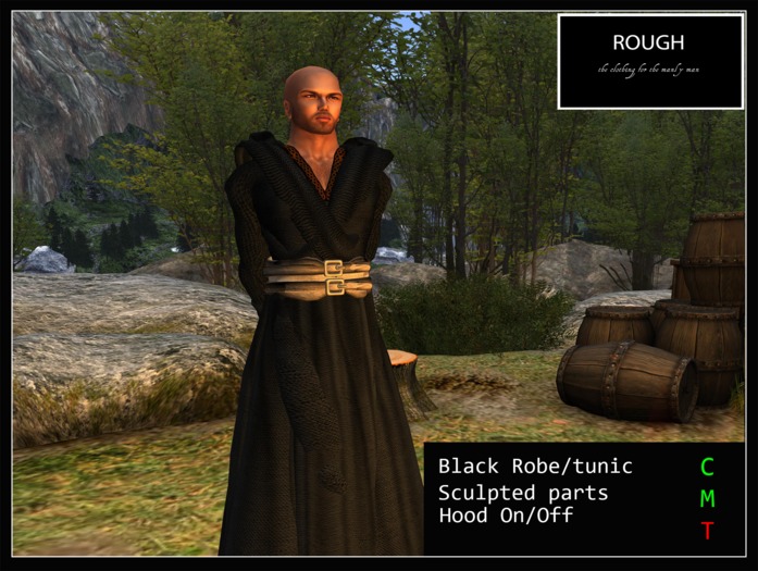 *ROUGH* Gael -BLACK Robe with Hood
