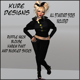 Ruffle Neck Blouse pants n shoes box