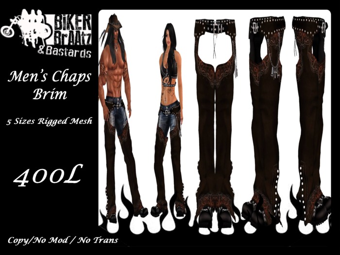 Chaps Object Second Life Marketplace - Biker BAstArds Mens Chaps Brim