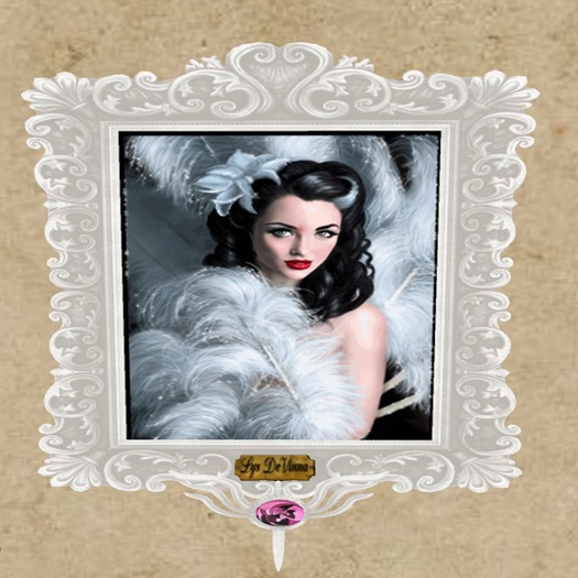 Photo frame - Pin up girl with white swan feathers