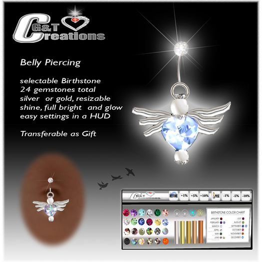 G&T Guardian Angel Birth stone belly Piercing